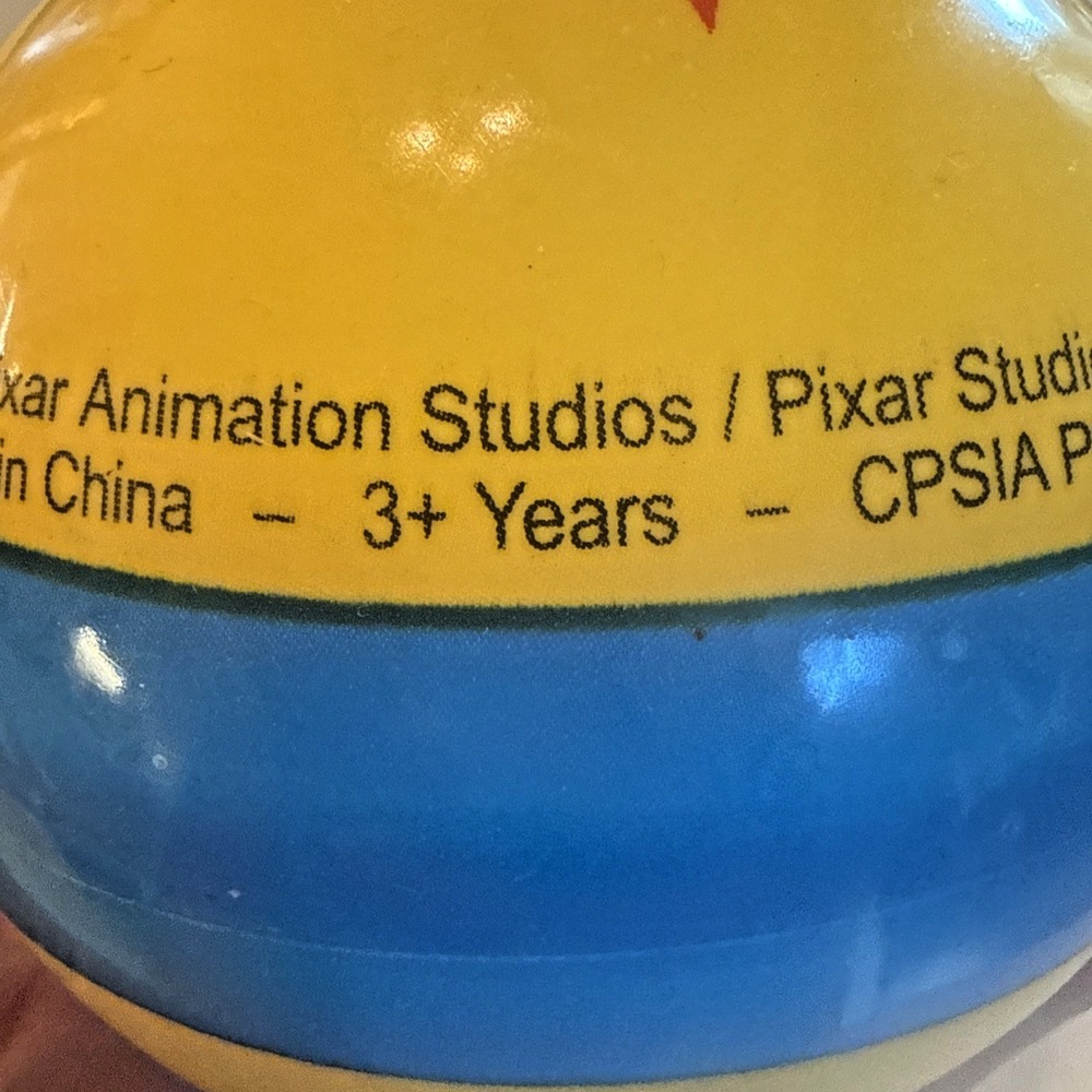 Disney Pixar Studio Store Toy Story Luxo Ball Yellow Red Star Blue Stripe Toy 4" - Picture 4 of 9